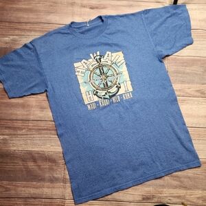 5/$15 Vintage Hawaii Nautical Adventures Blue Graphic Shirt